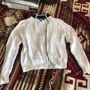 Unique Polo cable knit zip up sweater